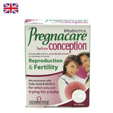 【2件包邮】英国Pregnacare女性孕前备孕维生素含叶酸30片/盒