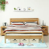 香木语白橡木简约实木家具全实木床1.5米原木床实木床橡木床