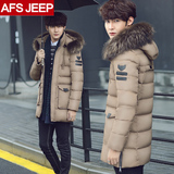 Afs Jeep/战地吉普韩版青年男士羽绒服男中长款加厚修身反季清仓