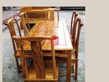 金丝楠木长方形餐桌七件套 红木住宅家具 中式古典客厅实木家具