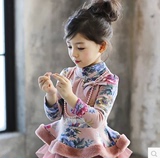 2016冬韩国童装女童花朵高领打底衫加绒加厚宝宝儿童裙T恤配项链