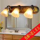 欧式3头镜前灯简约现代浴室壁灯地中海中美式复古卫生间镜柜专用