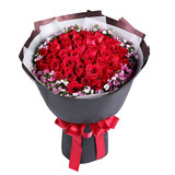 情人节33朵红白玫瑰花束北京速递生日表白送女友鲜花同城送花上门