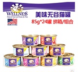美国Wellness 天然无谷物猫罐头猫湿粮拼箱 85g*24罐
