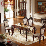 格里菲斯欧式餐桌欧式大理石餐桌椅组合小户型长方形欧式实木餐桌