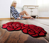 田园玫瑰花地毯 客厅卧室电脑椅地毯 红色喜庆花型地毯 新房地毯