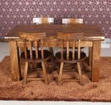 老榆木家具 中式餐厅 全实木餐桌椅组合 靠背餐桌椅子 条凳