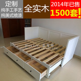 宜家沙发床1.5米定制 客厅坐卧两用美式实木沙发床推拉多功能储物