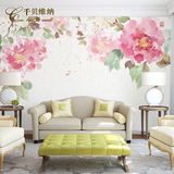 千贝 定制壁画 中国画现代中式水墨牡丹墙纸 客厅电视背景墙壁纸