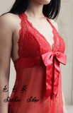 原单正品蜜月结婚礼物大红色本命年文胸性感透明蕾丝睡裙T裤套装