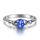 KR0016斯里拉卡天然蛋形蓝宝石戒指 18K白金钻石珠宝首饰镶嵌定制