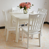 韩式白色实木伸缩餐桌方桌 可折叠小户型饭桌 正方形餐桌椅组合