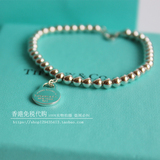 香港正品Tiffany代购蒂芙尼手链圆形标记迷你925纯银4MM银珠手镯