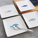 小盘子创意日式小吃碟子寿司盘卡通家用小吃正方盘蛋糕盘6寸