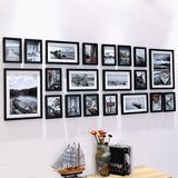 红丽 客厅卧室创意组合大墙面实木挂墙相片装饰画黑白现代照片墙