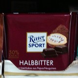 香港代购德国斯波德Ritter sport纯黑运动巧克力含50%可可100克