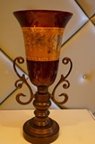 欧式新古典美式法式别墅样板房高档酒红色落地陶瓷花瓶花器摆件