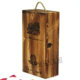 红酒盒木盒双支红酒木盒实木礼品盒红酒包装盒 烤色葡萄酒盒子