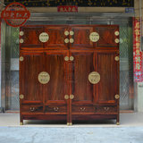 老挝大红酸枝素面独板4门顶箱柜卧室衣柜交趾黄檀储物柜红木家具