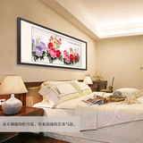 画装饰画 风水画六尺横幅花开富贵餐厅卧室客厅手绘中式国画牡丹