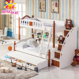 儿童床上下床子母床高低实木双层床韩式田园男孩女孩储物床组合床