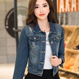 2016新款秋装韩版长袖牛仔外套女 秋季修身女装短款外套夹克上衣