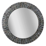 欧式镜卫浴镜美式装饰镜框卫生间圆形客厅玄关壁挂浴室镜子黑白贝
