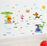 荷叶维尼熊跳跳虎墙贴画儿童房幼儿园教室装修装饰墙贴纸可移除
