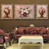 世玺高档欧式装饰画客厅简约有框画沙发背景墙挂画三联画花开富贵