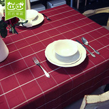 纯棉欧式节日喜庆加厚餐桌布艺方格子西餐厅桌布茶几盖布台布定制