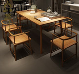 新中式餐桌椅组合 现代简约餐厅一桌六椅样板间酒店会所实木家具