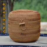 越南秋藤编七子饼盒桶357克普洱茶饼包装七片礼品盒收纳茶叶盒罐