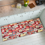 卡通邮票厨房长条房间床边地垫 创意复古卧室地毯防滑卡通脚垫子