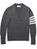 6折英国代购 Thom Browne/桑姆-布郎尼 男士修身条纹羊绒针织开衫