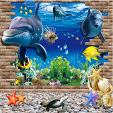 卡通海底世界鱼墙贴画防水卫生间浴室厕所瓷砖贴儿童宝宝房墙贴纸