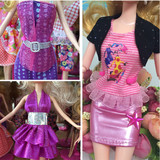 儿童女孩玩具正版芭比娃娃衣服套装休闲服饰迷你短裙高档可晚礼服