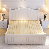欧式白色储物全实木床1.8米松木床1.5米双人床1.2拼接单人床成人