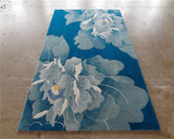 新西兰进口羊毛地毯中式风格水墨画牡丹花地毯客厅卧室别墅地毯