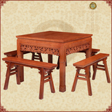 红木餐厅家具 花梨木实木小户型正方形餐桌椅子组合八仙桌