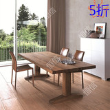 北欧全实木餐桌 美式复古做旧实木餐桌长方形实木办公桌简约书桌