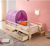 儿童床实木松木床小床男孩女孩婴儿床单人床护栏床带帐篷床可定做