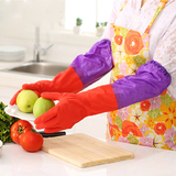 加绒加厚保暖洗碗洗衣手套 长袖家务清洁橡胶手套耐用大小可选
