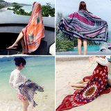 韩版夏季海边防晒丝巾沙漠棉麻民族风披肩围巾两用纱巾女士沙滩巾