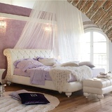 欧式皮床 简约宜家白色家具奢华新古典样板房酒店软床1.5米双人床