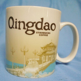 代购青岛星巴克正品马克杯随行杯城市杯陶瓷咖啡水杯
