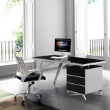 钢化玻璃办公桌简约转角书桌组合环保烤漆台式电脑桌省空间办公台