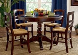 美式实木圆餐桌 整装伸缩仿古餐台 简约创意做旧饭桌别墅桌子定制