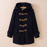 2015冬装小熊维尼专柜学院风牛角扣中长款羊毛呢子大衣外套正品女