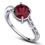 天然圆形红石榴石女士S925纯银戒指复古中食指指环时尚镶排钻饰品