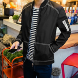 男士夹克外套2016春季新款以純黑色为主韩版修身男装学生大码潮